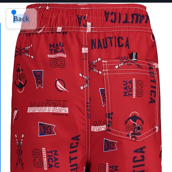 NAUTICA BOYS SWIMSUIT TRUNK SHORT  ELASTIC WAIST, MESH LINER - Picture 2 of 2